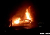 Na drodze Sztutowo - Stegna doszczętnie spłonął samochód (zdjęcia)